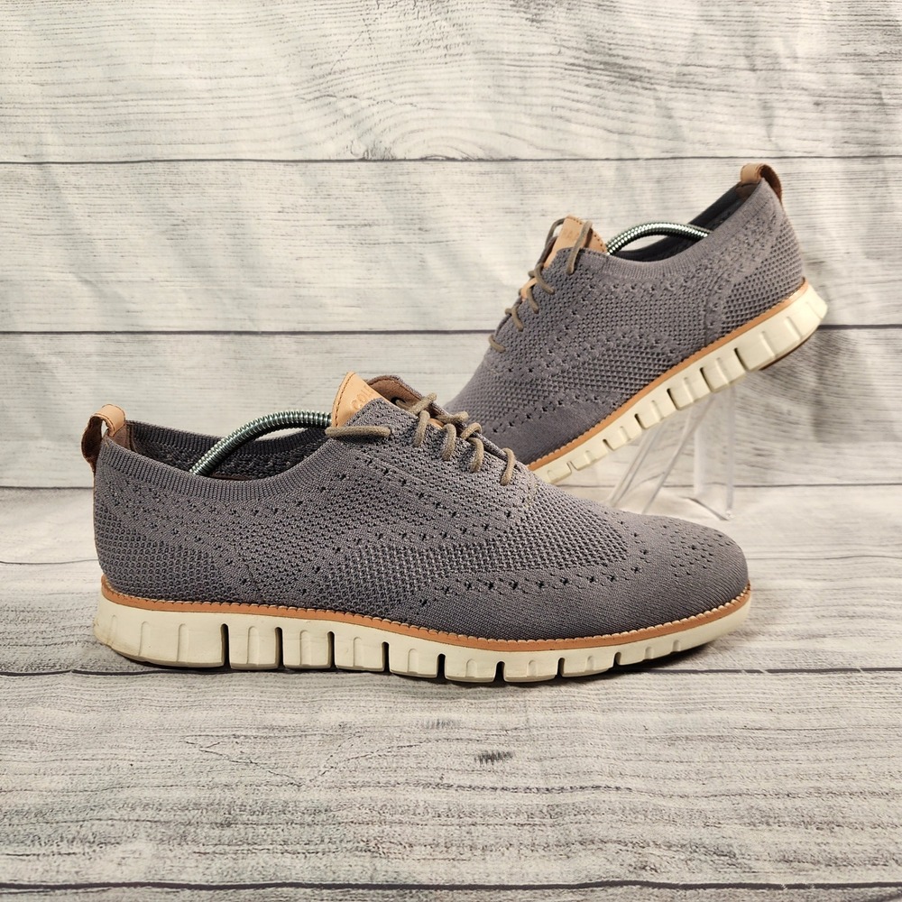 Cole Haan Zerogrand Mens 10.5 M Stitchlite Wingtip Oxford Grey Knit Shoes C24944